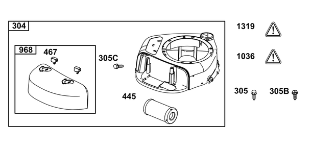 Blower Housing Group Diagram and Parts List for 21R772-0025-H5 200000 - 399999 Briggs and Stratton Engine